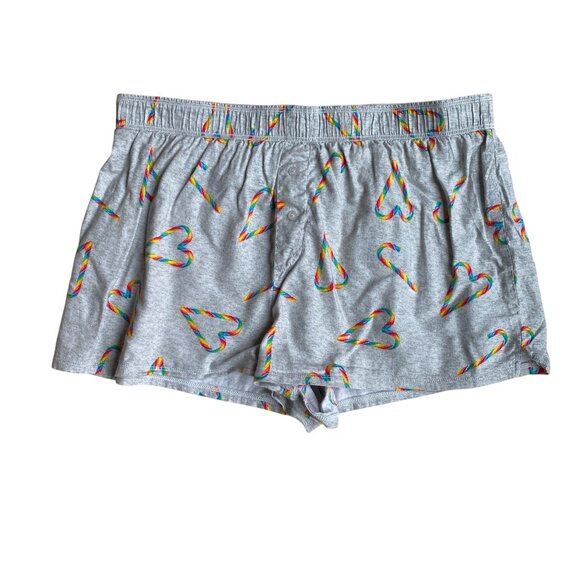 PINK Victoria's Secret Rainbow Candy Cane Heart Sleep Short Festive Loungewear-M - Picture 7 of 12